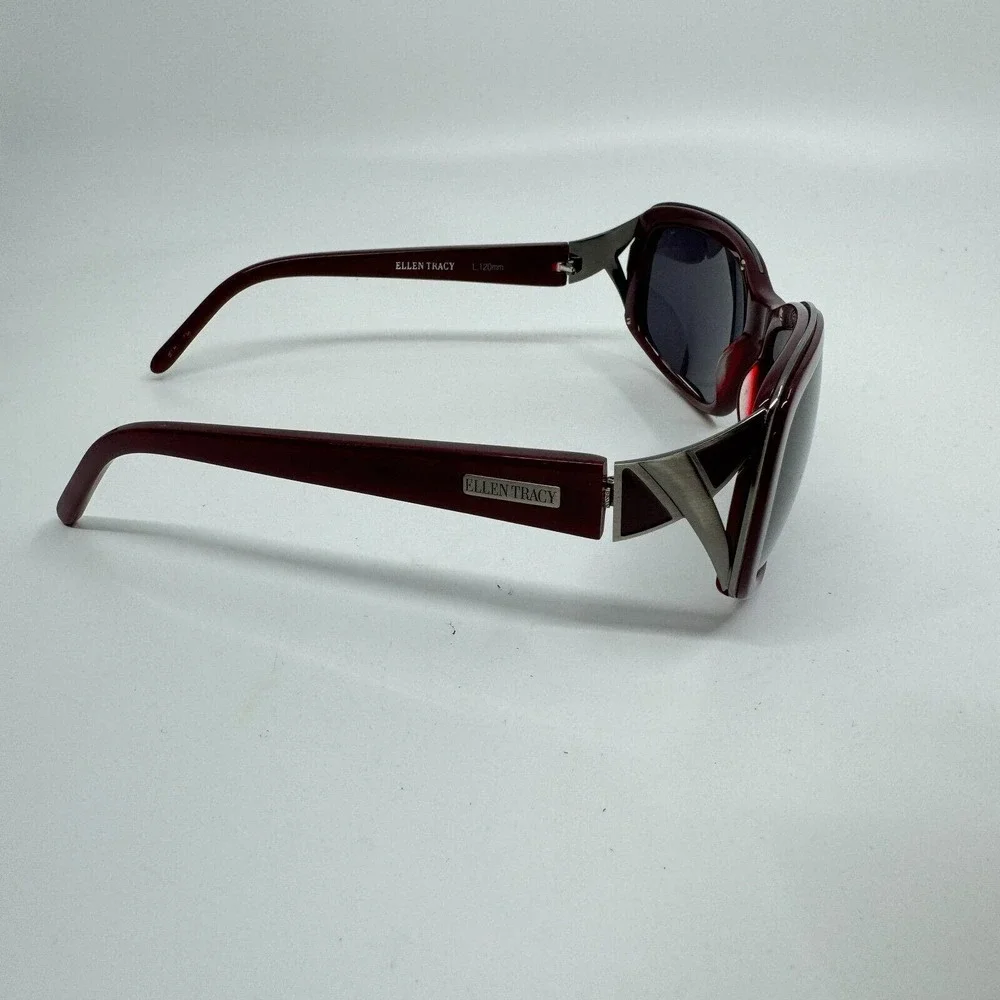Ellen Tracy Sagitta Burgundy Sunglasses Red Full Rim 120‎ H10117
